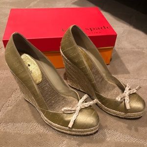 Kate Spade Gold Wedges, Size 7